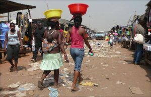 A street in Roque Santeiro market, Luanda, Angola